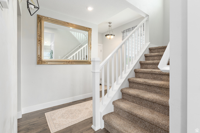 2343 Wysteria Drive Mapleton, UT 84664 - Photo 6 of 30 Staircase featuring wood finished floors and recessed lighting