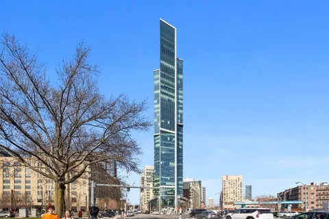 a front view of a multi story building