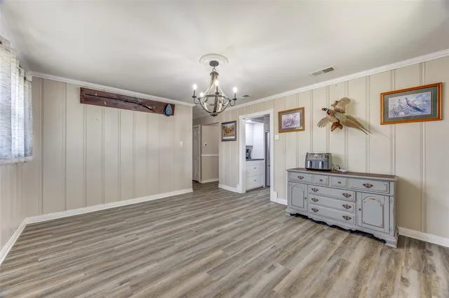 a view of a chandelier in a room