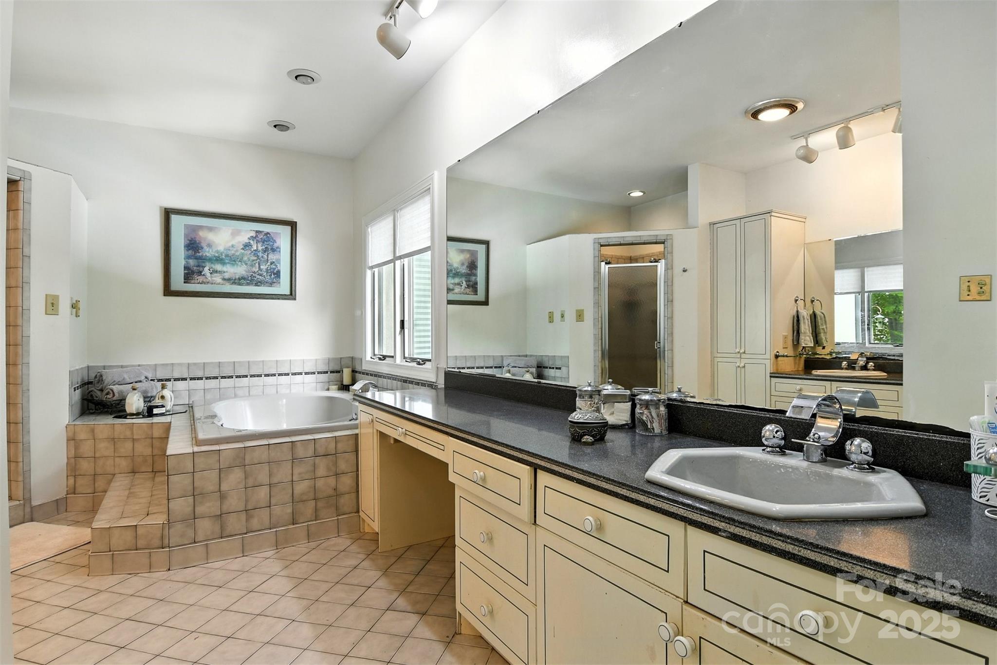 5042 Ridge Land Drive Hickory, NC 28602 - Photo 18 of 46 a bathroom with a granite countertop sink mirror and bathtub