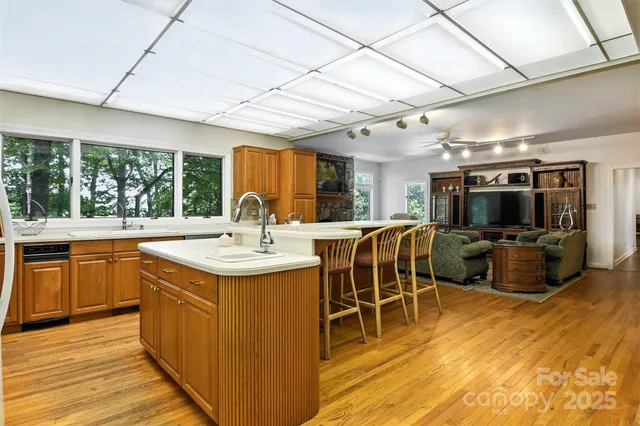 a kitchen with lots of counter top space