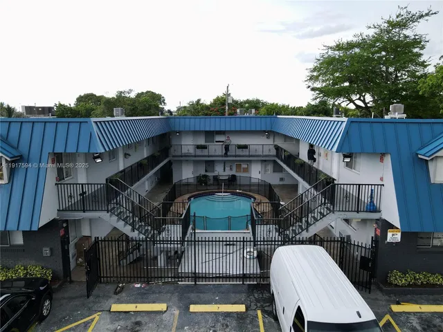 an outdoor view with patio