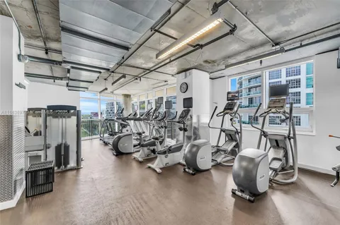 a view of a room with gym equipment