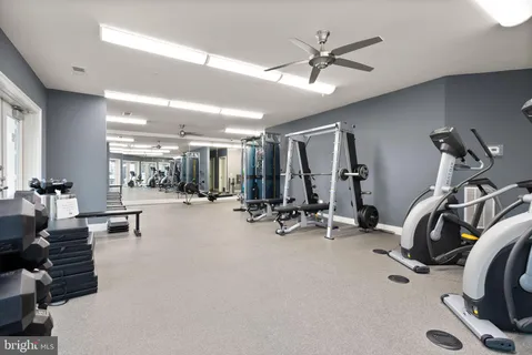 a view of a room with gym equipment
