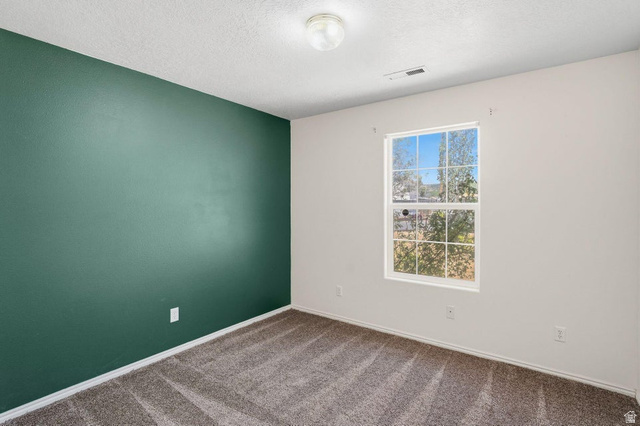 132 Rex Layne Drive Central, UT 84722 - Photo 14 of 39 Bedroom featuring a window, textured walls, carpet flooring, baseboards, and a ceiling light fixture