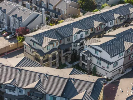 an aerial view of a house
