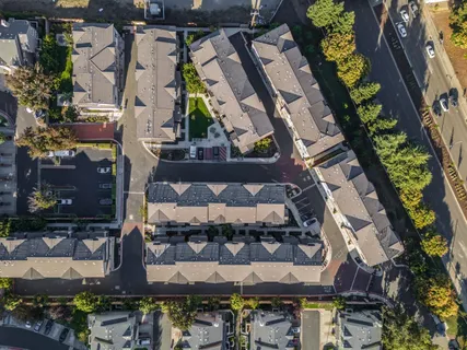 an aerial view of a house
