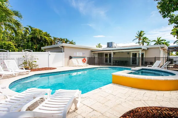 a view of a house with swimming pool and a yard