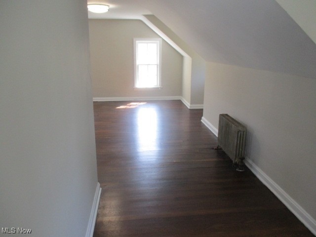 3703 Bainbridge Road Cleveland Heights, OH 44118 - Photo 9 of 16 2nd flr BR with dark wood-style flooring, lofted ceiling, and radiator heating unit
