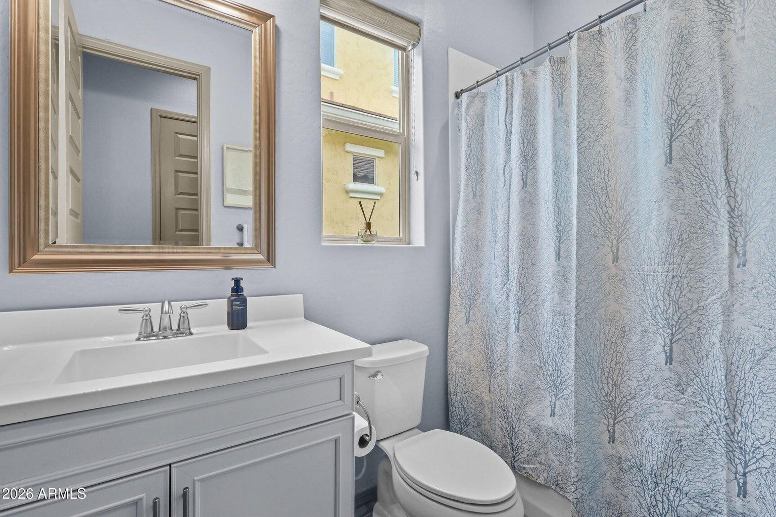4451 East Bernice Street Gilbert, AZ 85295 - Photo 19 of 32 a bathroom with a sink a toilet and a mirror
