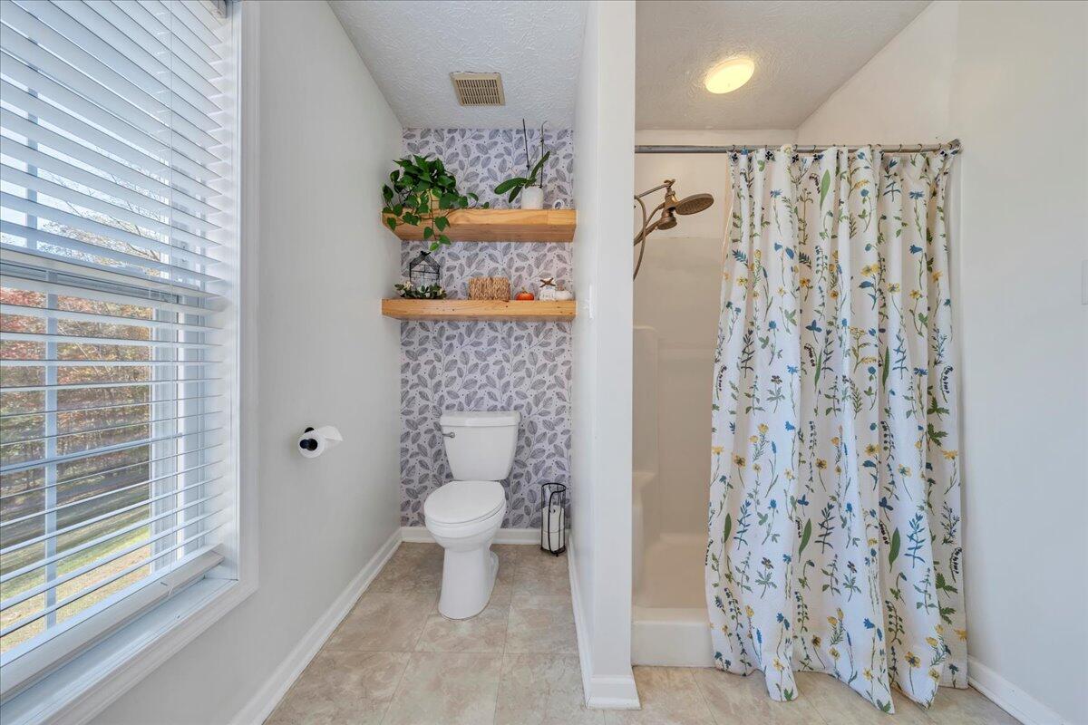 780 Farmington Road Hardy, VA 24101 - Photo 24 of 50 a bathroom with a toilet and a shower curtain