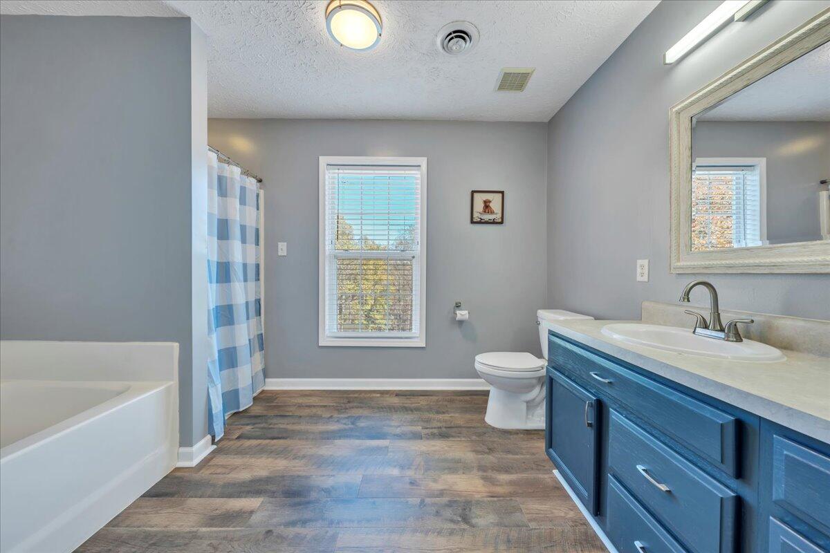 780 Farmington Road Hardy, VA 24101 - Photo 34 of 50 a bathroom with a granite countertop sink toilet and bathtub