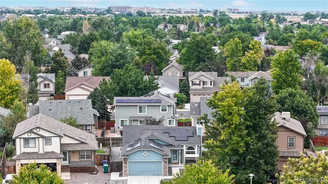 an aerial view of a house