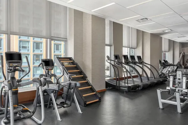 a view of a room with gym equipment