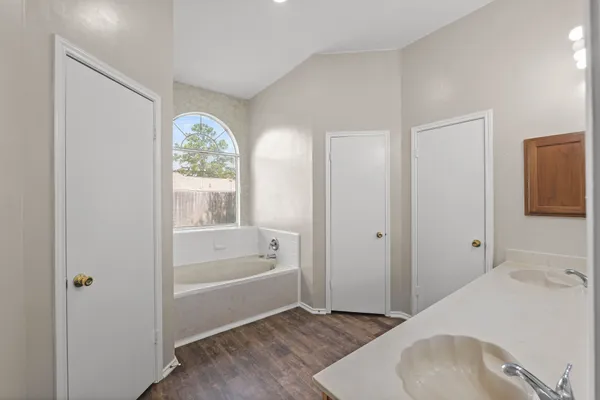 a bathroom with a sink and a bathtub