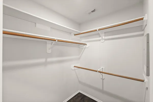 a view of a room with racks on the wall