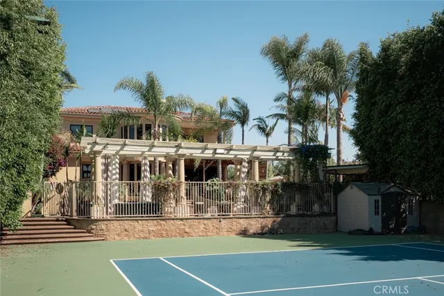 a view of a building with a yard