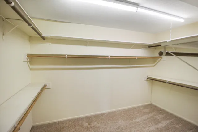 a view of walk in closet with empty racks