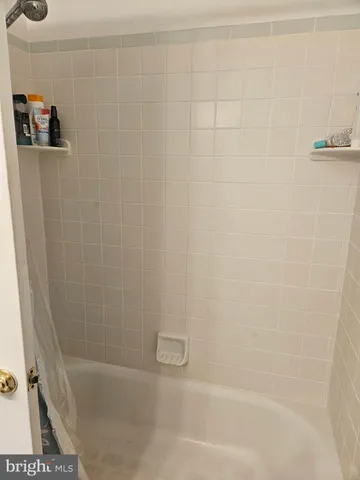 a close up of a bathtub curtain