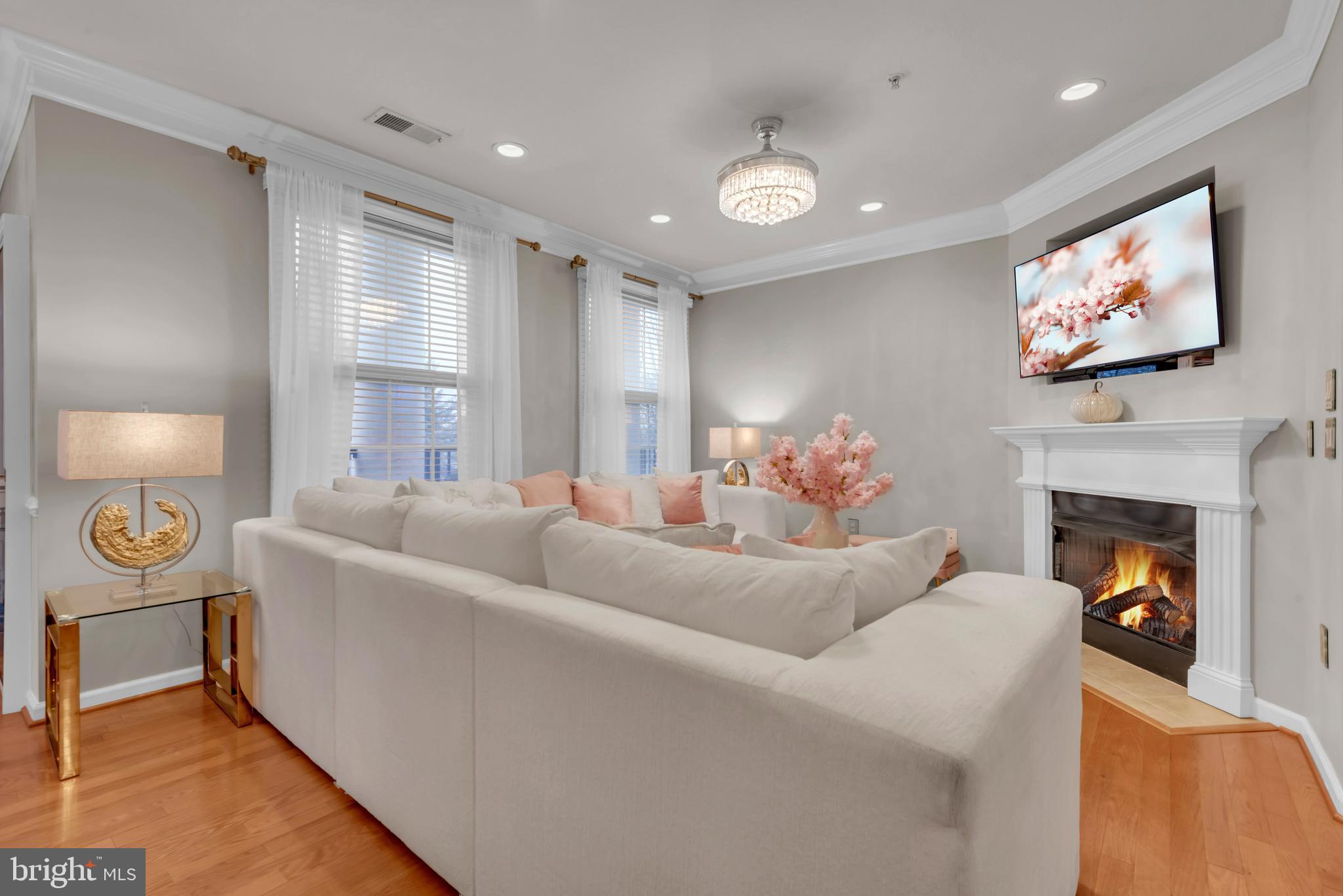 7 Booth Street, Unit 302 Gaithersburg, MD 20878 - Photo 8 of 63 a living room with furniture a fireplace and a flat screen tv