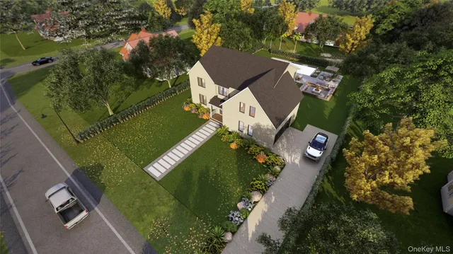 an aerial view of a house