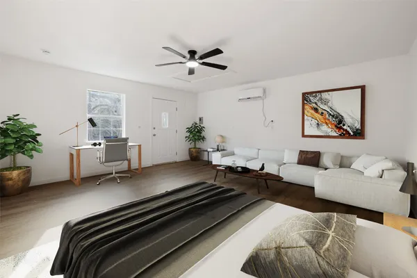 a living room with furniture