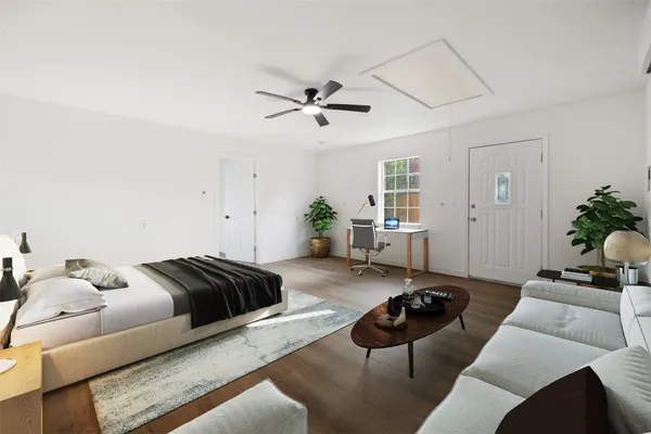 a living room with furniture