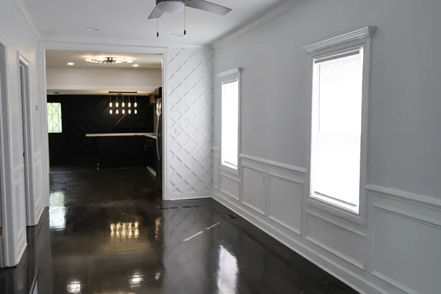 a view of a hallway with window