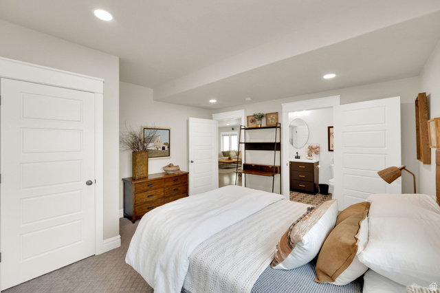 1132 South 1300th Street West Mapleton, UT 84664 - Photo 36 of 52 Interior bedroom featuring light-colored walls and recessed lighting