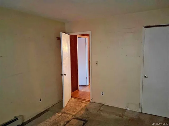 a view of a room with a window