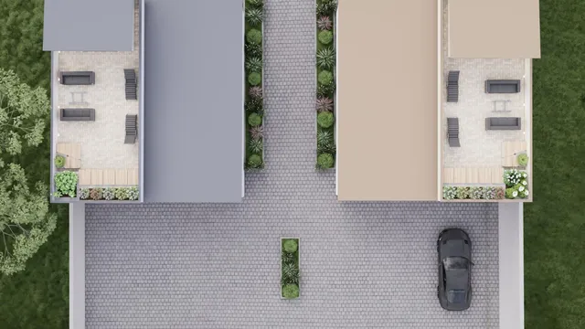 an aerial view of a house