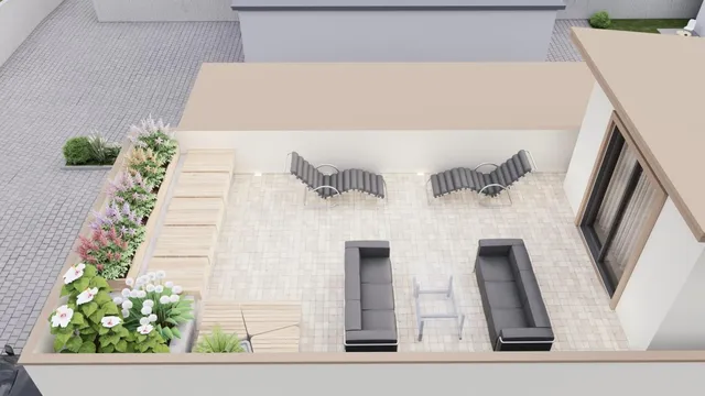 a view of a car park in front of house