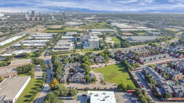 a view of a city with tall buildings