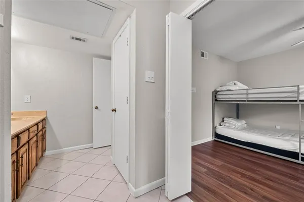 a hallway with washer and dryer