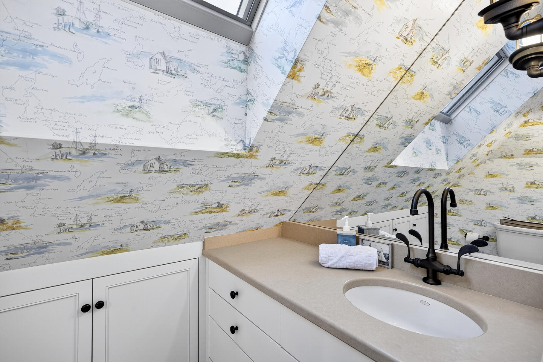 33 Pasture Road Cataumet, MA 02534 - Photo 74 of 90 a bathroom with a granite countertop sink and a mirror
