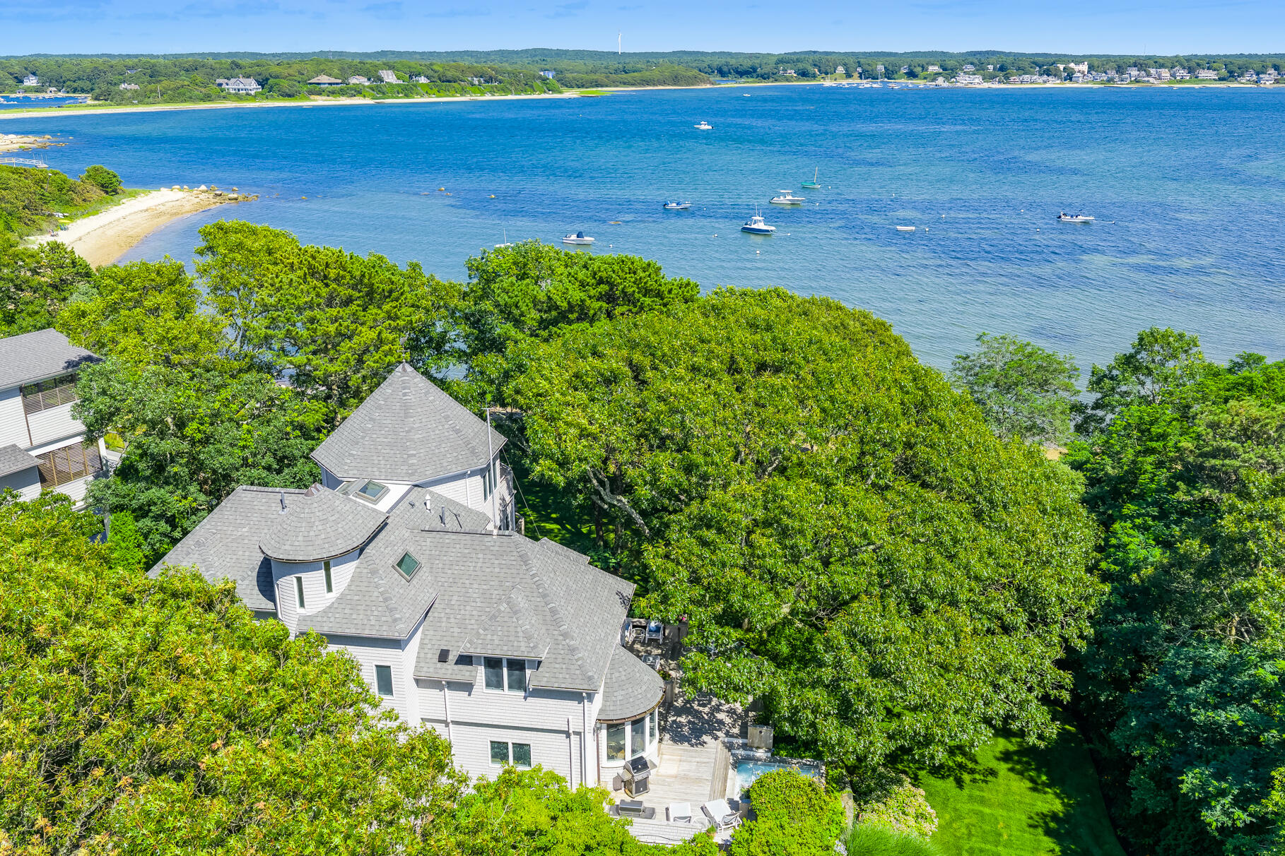 33 Pasture Road Cataumet, MA 02534 - Photo 8 of 90 an aerial view of a house with a garden and lake view