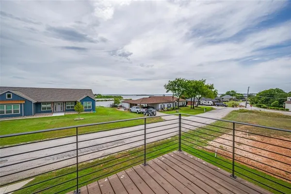 a view of street with wooden bridge