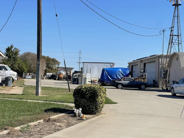 a view of a field with a tree