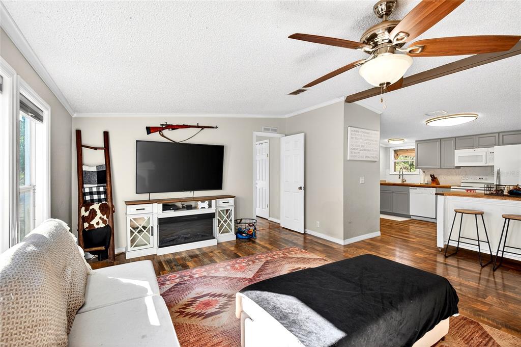 17087 Southwest 27 Street Dunnellon, FL 34432 - Photo 3 of 53 a living room with furniture and a flat screen tv