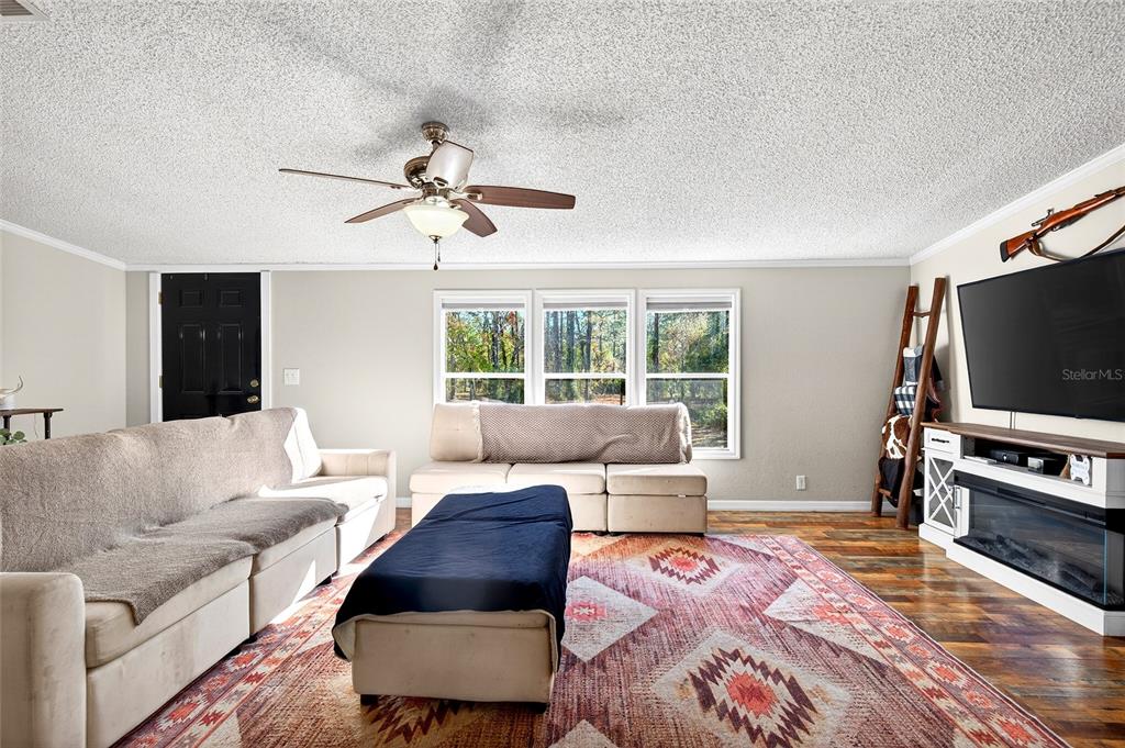 17087 Southwest 27 Street Dunnellon, FL 34432 - Photo 6 of 53 a living room with furniture and a flat screen tv