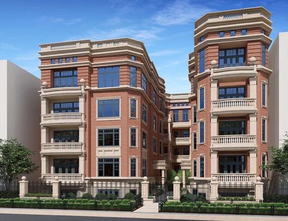 a front view of a multi story building