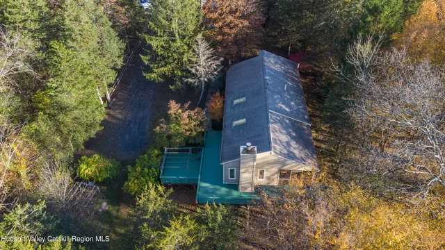 an aerial view of a house
