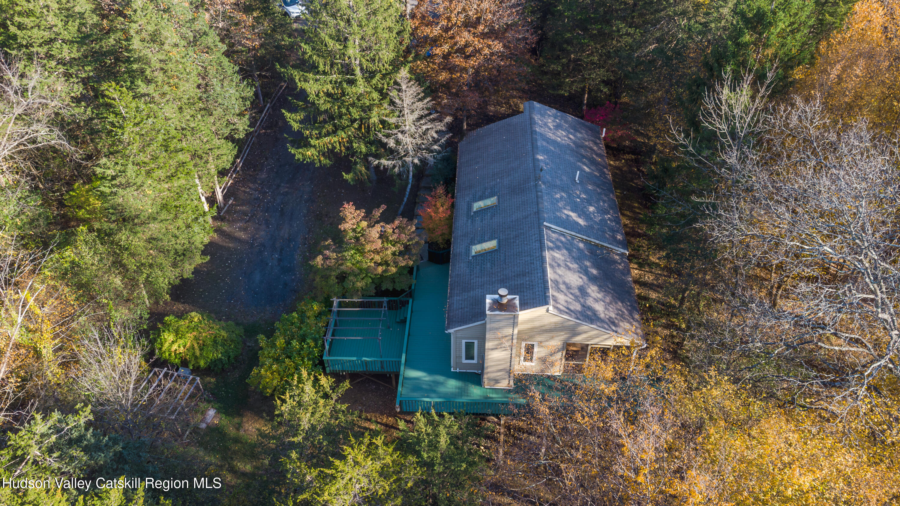 an aerial view of a house