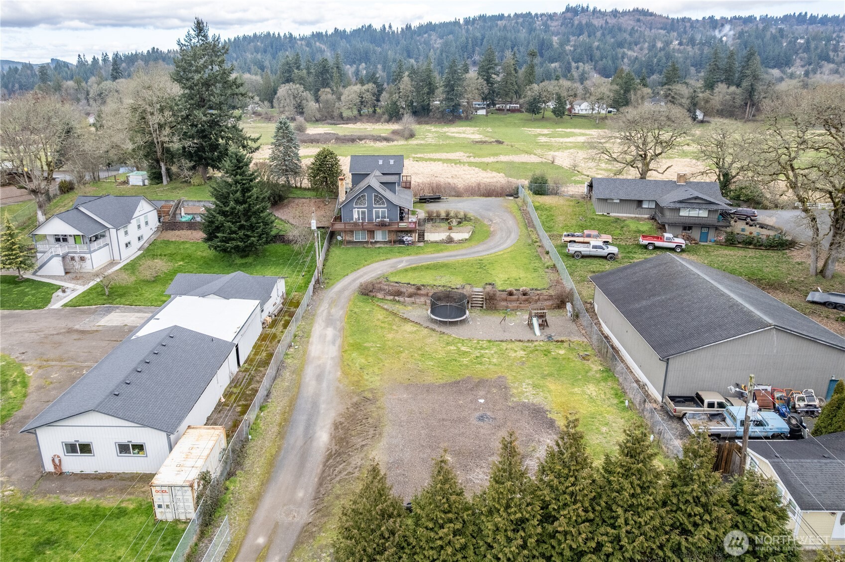 4514 Ohio Street Longview, WA 98632 - Photo 24 of 30 an aerial view of a swimming pool a yard and mountain view in back yard