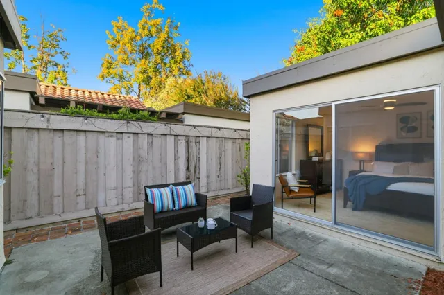 a outdoor space with patio furniture