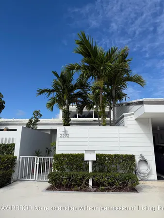 a potted plant sitting in front of a house