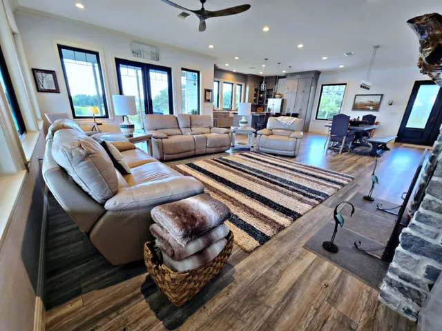 a living room with furniture