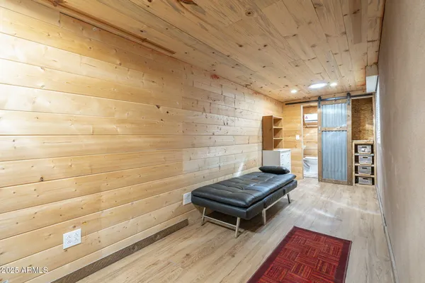 a living room with a couch and a table