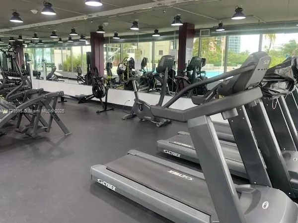 a view of a room with gym equipment