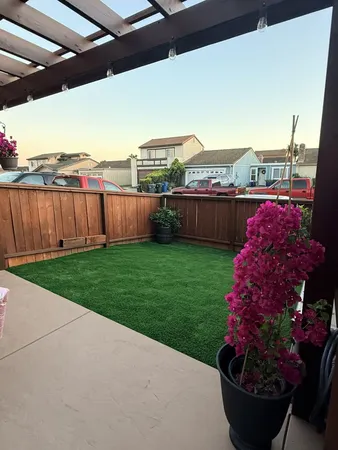 a view of a garden with lake view